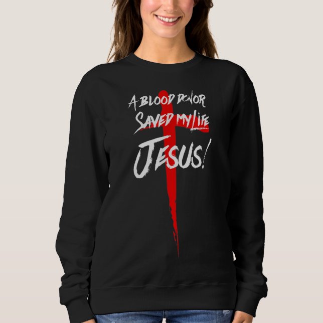 CAMISETA UM DOADOR DE SANGUE SALVOU MINHA VIDA JESUS CRISTÃ (Frente)