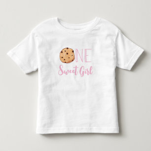 Camiseta Um Doce Bolo de Aniversário de Cookie Rosa