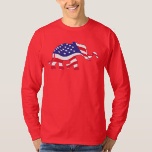 Camiseta um elefante bonito feito na bandeira americana