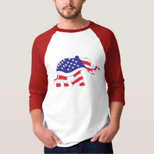 Camiseta um elefante bonito feito na bandeira dos EUA