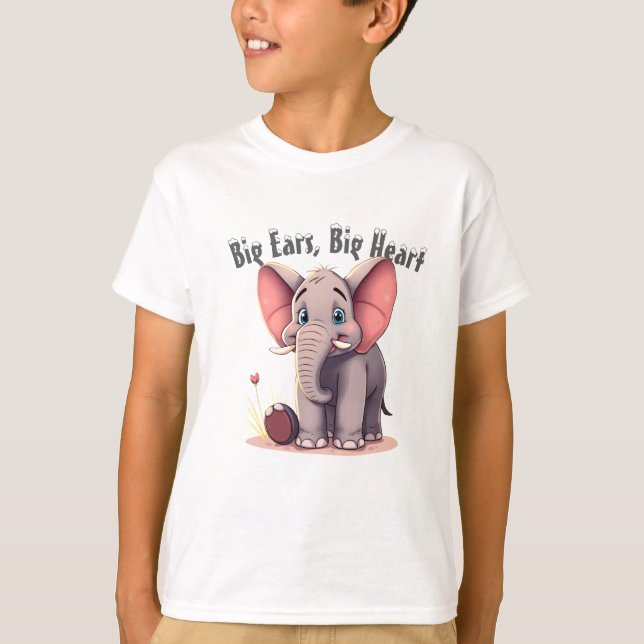 Camiseta Um Elefante Jovem Em Pé Pequeno (Frente)