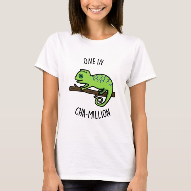 Camiseta Um Em Cha-Milhão De Chameleon Engraçado (Frente)
