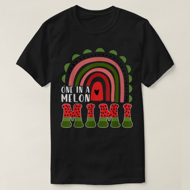 Camiseta Um Em Um Melão Mimi Melão Arco-Íris Sumário (Frente do Design)