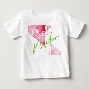 Camiseta Um em uma menina bonito do aniversário do melão
