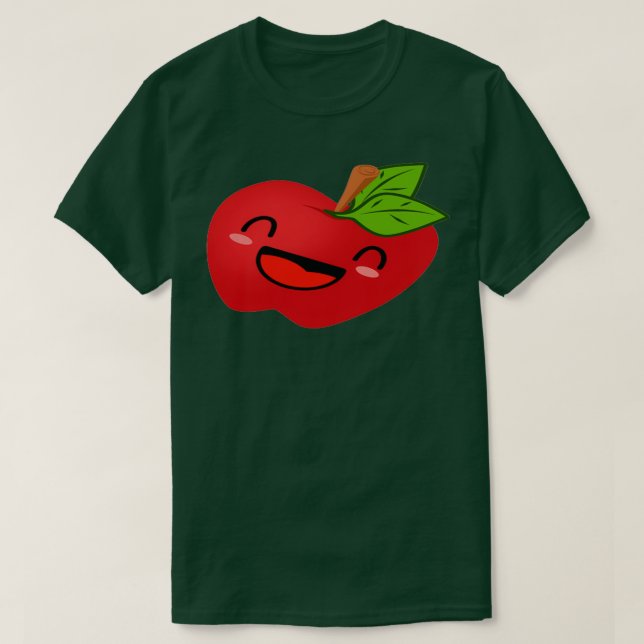 Camiseta Um Emoticon de maçã giro (Frente do Design)