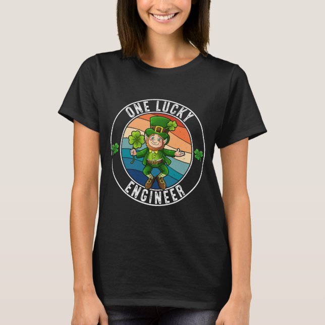 Camiseta Um Engenheiro Sortudo Leprechaun Irish St Patricks (Frente)