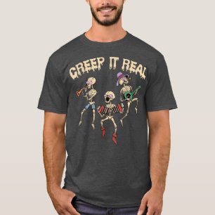 Camiseta Um Esqueleto De Verdadeiro Tocando Música Engraçad