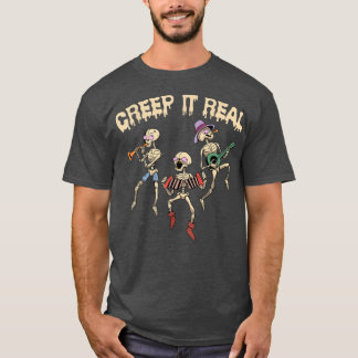 Camiseta Um Esqueleto De Verdadeiro Tocando Música Engraçad