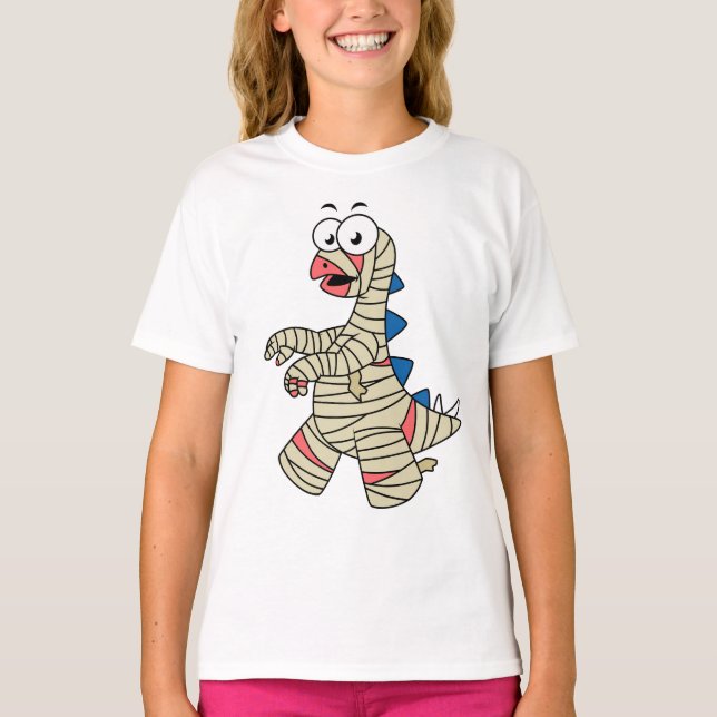 Camiseta Um Estegossauro De Cartoon Vestiu Como Uma Mamã. (Frente)