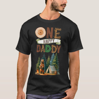 Camiseta Um Feliz Acampador Urso de Primeiro Aniversário
