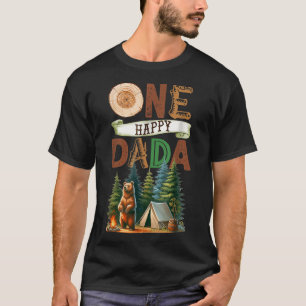 Camiseta Um Feliz Dada Acampador Urso de Primeiro Aniversár