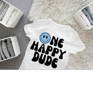 Camiseta Um Feliz Garoto Dude Aniversário de 1 Ano