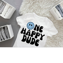 Camiseta Um Feliz Garoto Dude Aniversário de 1 Ano