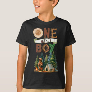 Camiseta Um Feliz Menino Acampante Primeiro Aniversário Urs