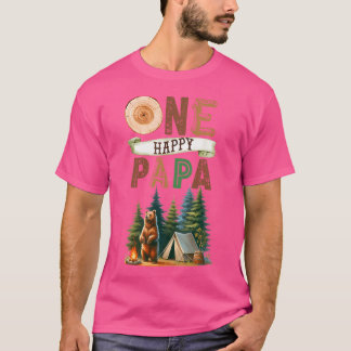 Camiseta Um Feliz Papá Camper Primeiro Aniversário A Acampa