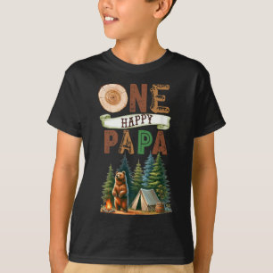Camiseta Um Feliz Papai Campista Urso de Primeiro Aniversár