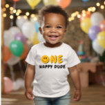 Camiseta Um Feliz primeiro aniversario Laranja Smiley<br><div class="desc">Estamos sempre a adicionar novas designs semanais!</div>