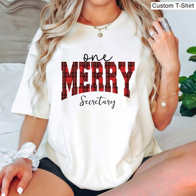 Camiseta Um Feliz Secretário Nome de Natal Branco (One Merry Secretary Christmas Name White T-Shirt)