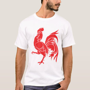 Camiseta Um galo vermelho
