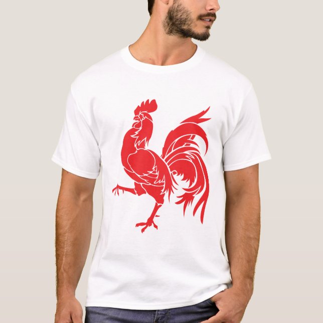 Camiseta Um galo vermelho (Frente)