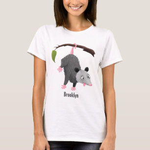 Camiseta Um gambá engraçado bonito pendurado na banda des