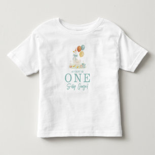 Camiseta Um Ganso Tolo Azul Teal Aniversário de 1 ano dos M