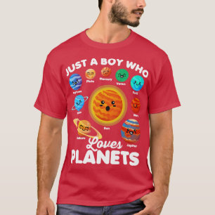 Camiseta Um garoto que ama planetas divertidos Sistema Sola