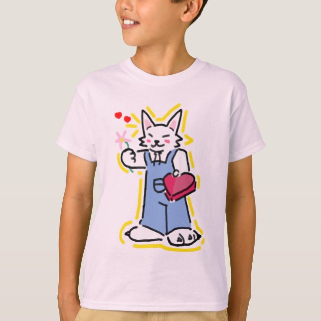 Camiseta Um gatinho muito fofo te oferecendo uma flor! (Frente)
