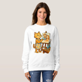 Camiseta Um gato bonito pinta um retrato da sua família T-S