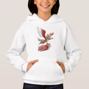 Camiseta Um gato com asas voando como uma ave.