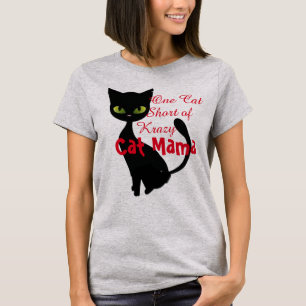 Camiseta um gato com menos de um gato louco mamãe tshirt d