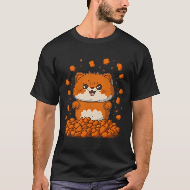 Camiseta Um gato com torção na cabeça e patas. (Frente)