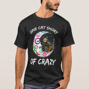 Camiseta Um Gato Curto de Loucura Crânio de Açúcar Lua e Ga