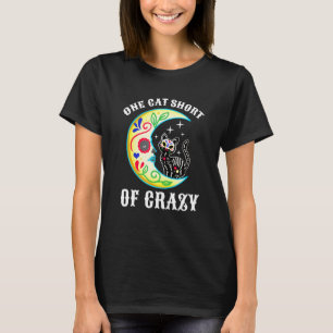 Camiseta Um Gato Curto de Loucura Crânio de Açúcar Lua e Ga