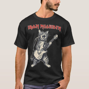 Camiseta Um gato de heavy metal se apresenta no violão e vo