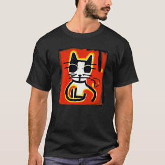 Camiseta Um Gato Doméstico de Pelo Curto em um Estilo Artís