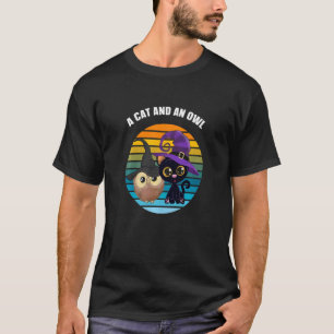 Camiseta Um Gato E Uma Coruja