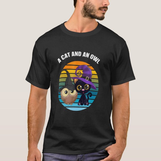 Camiseta Um Gato E Uma Coruja (Frente)