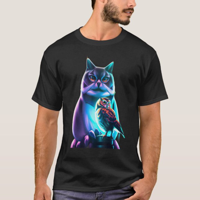 CAMISETA UM GATO E UMA CORUJA 3 (Frente)