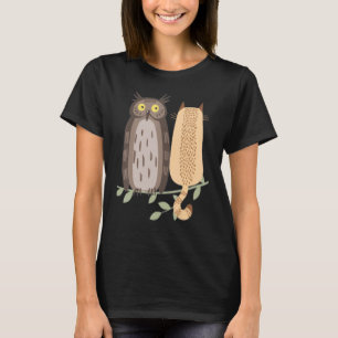 Camiseta Um Gato E Uma Coruja Animal Fofo