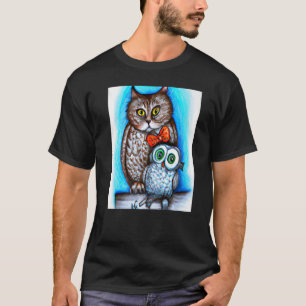 Camiseta Um Gato E Uma Coruja Misturados