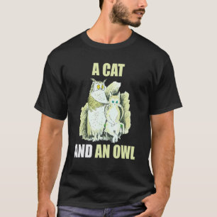 Camiseta Um Gato E Uma Coruja Vintage Gato E Coruja
