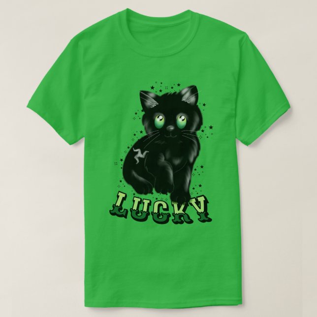 Camiseta Um gato macho sortudo (Frente do Design)