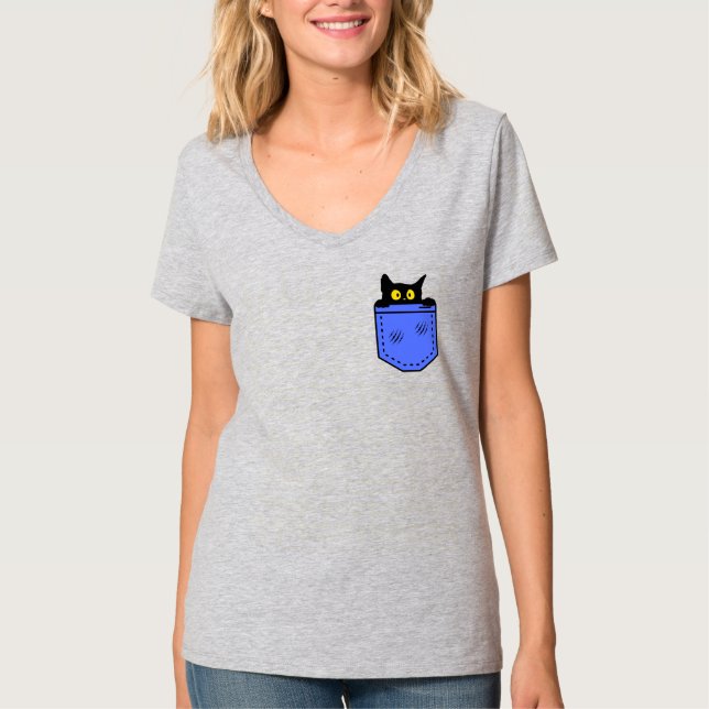 Camiseta um gato se esconde no bolso (Frente)