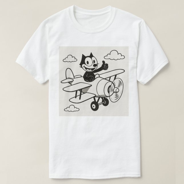 Camiseta Um Gato Voando Um Avião (Frente do Design)