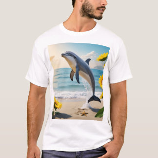 Camiseta Um golfinho elegante salta graciosamente