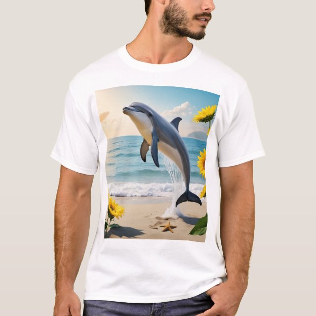 Camiseta Um golfinho elegante salta graciosamente (Frente)