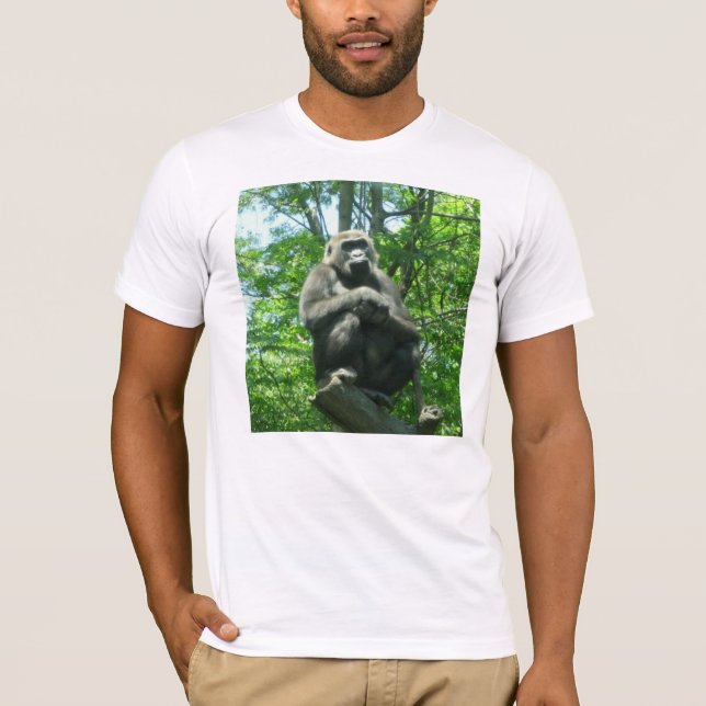 Camiseta Um gorila no pensamento profundo (Frente)