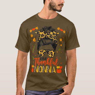 Camiseta Um Graças à avó Leopard Mensagem de Outono Th