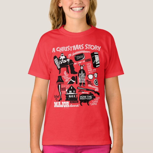 Camiseta Um Gráfico de Ícones da História de Natal (Frente)